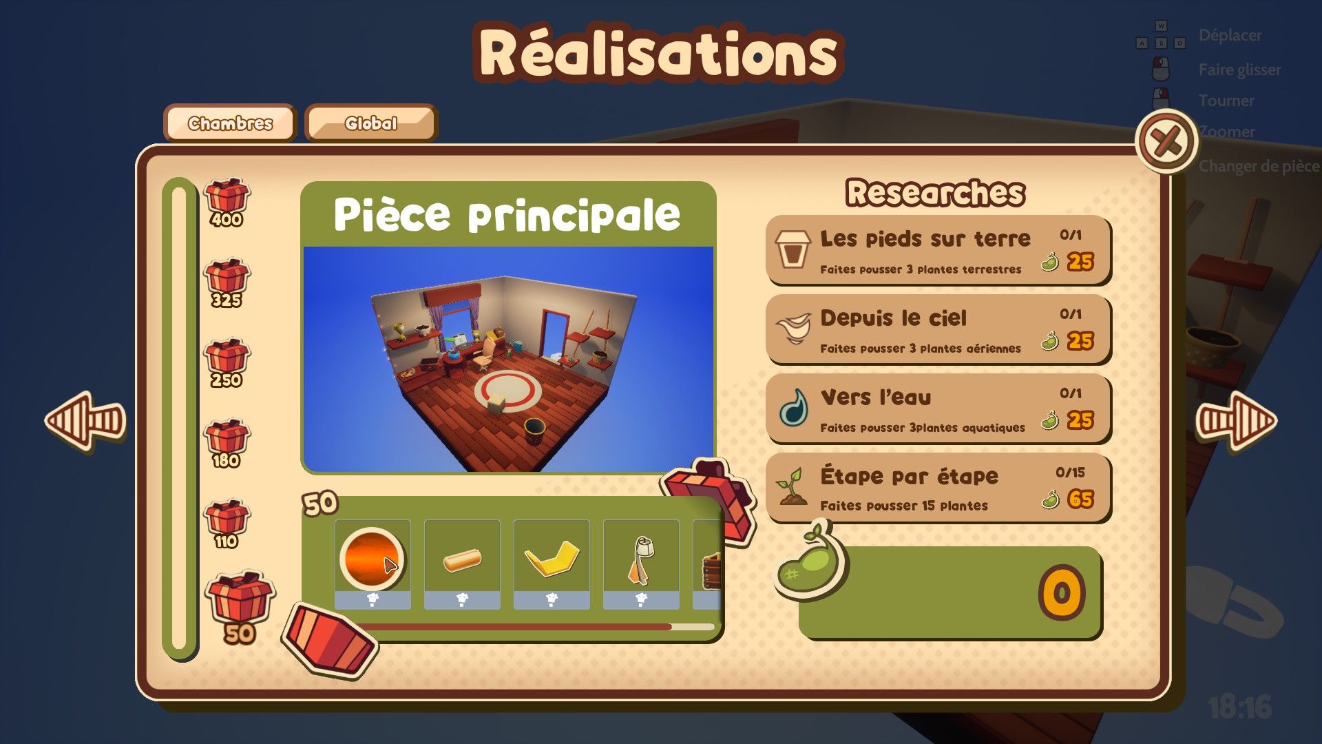 Objectifs à réaliser dans le jeu Garden In!