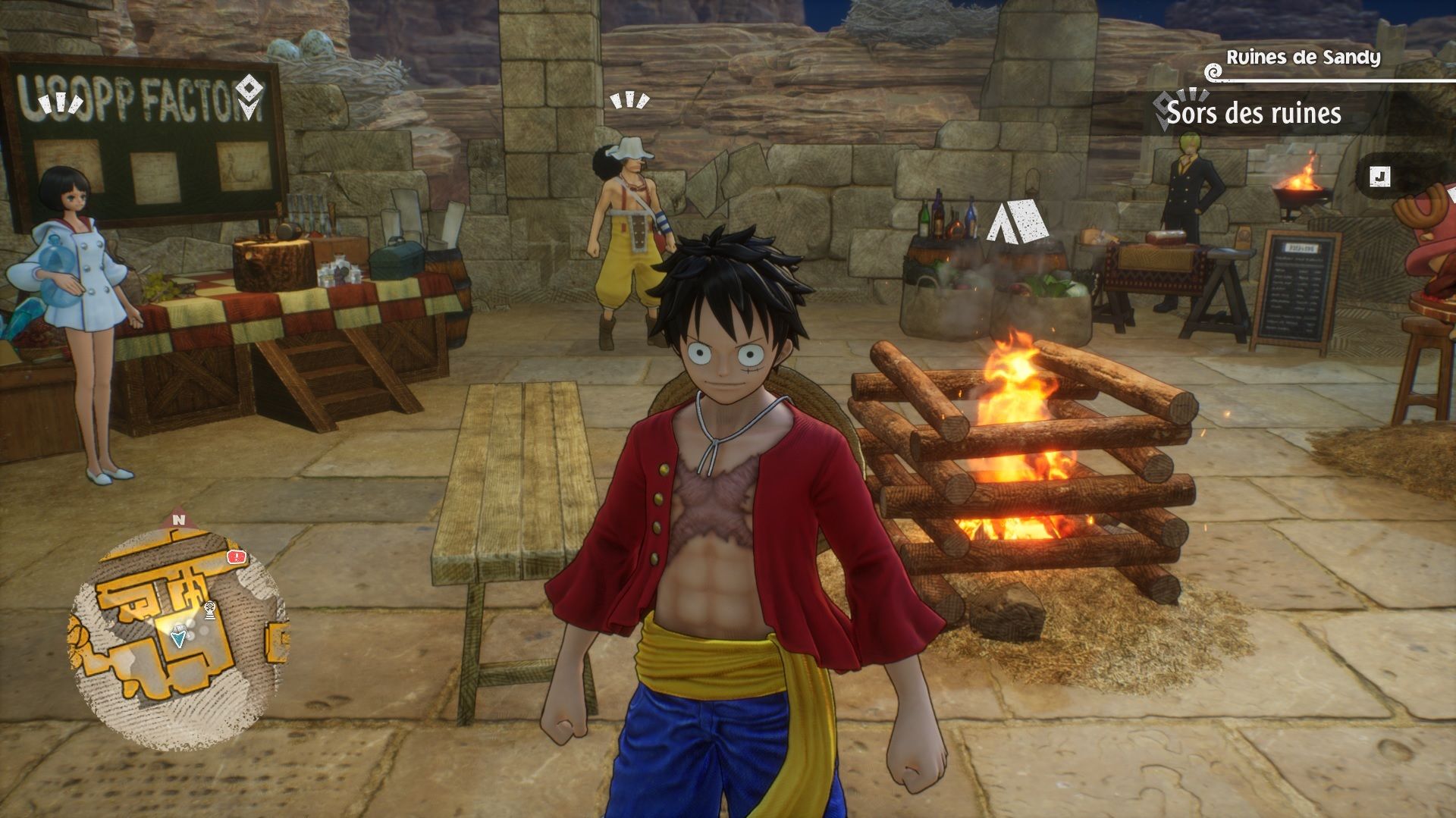 Image d'un feu de camp dans One Piece Odyssey.