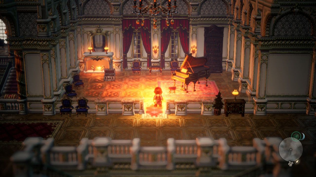 Personnage devant un piano dans Octopath Traveler 2