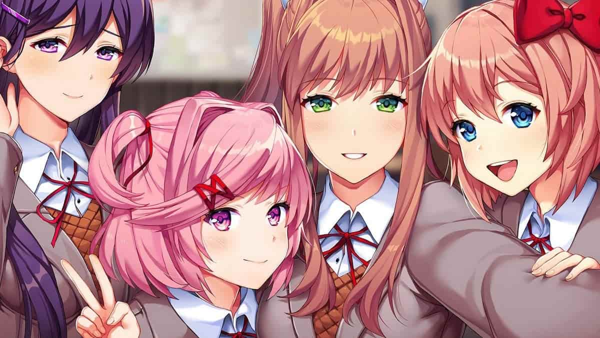 Les quatre personnages de Doki Doki Litterature Club