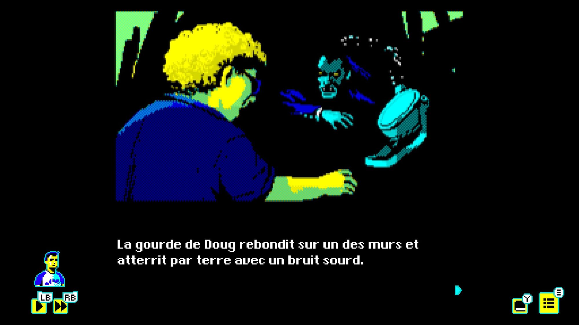 Enfant laissant échapper sa gourde devant un vampire en train de ramper