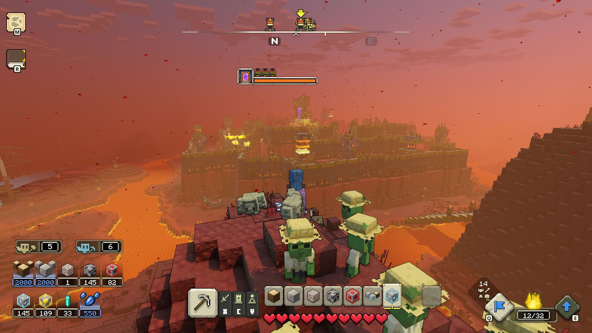 Minecraft Legends : capture d'écran d'une base adverse