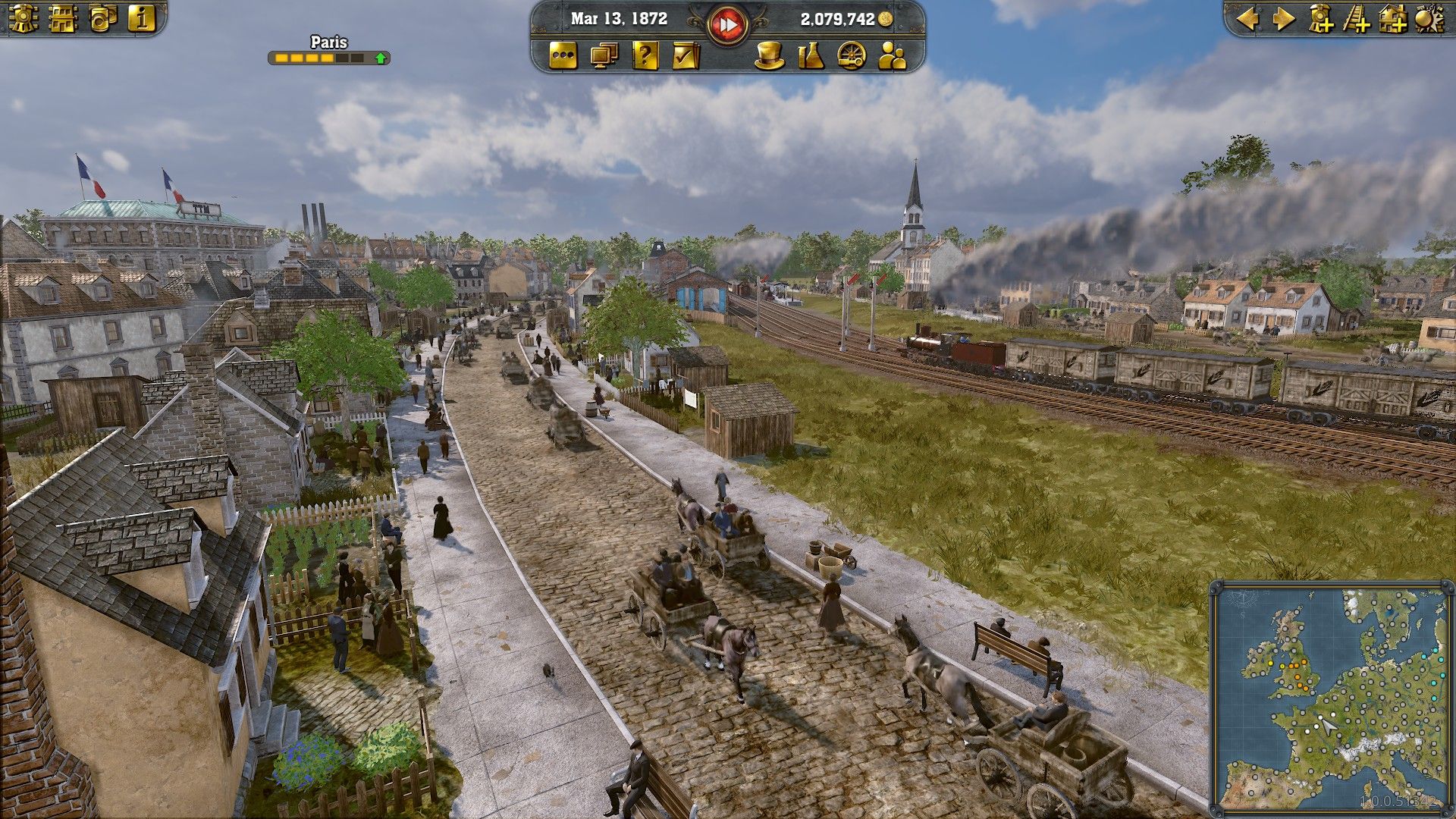 Railway Empire 2 : vue de la gare de Paris 