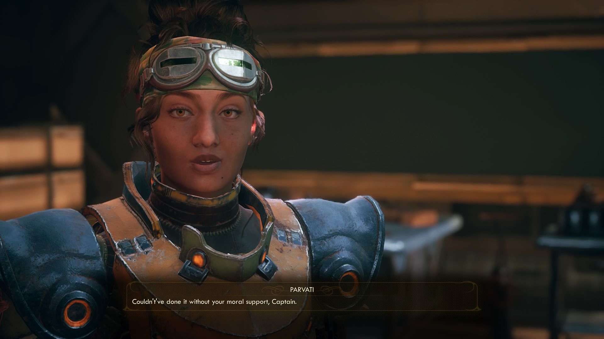 Parvati dans the Outer Worlds en train de discuter avec le ou la protagoniste