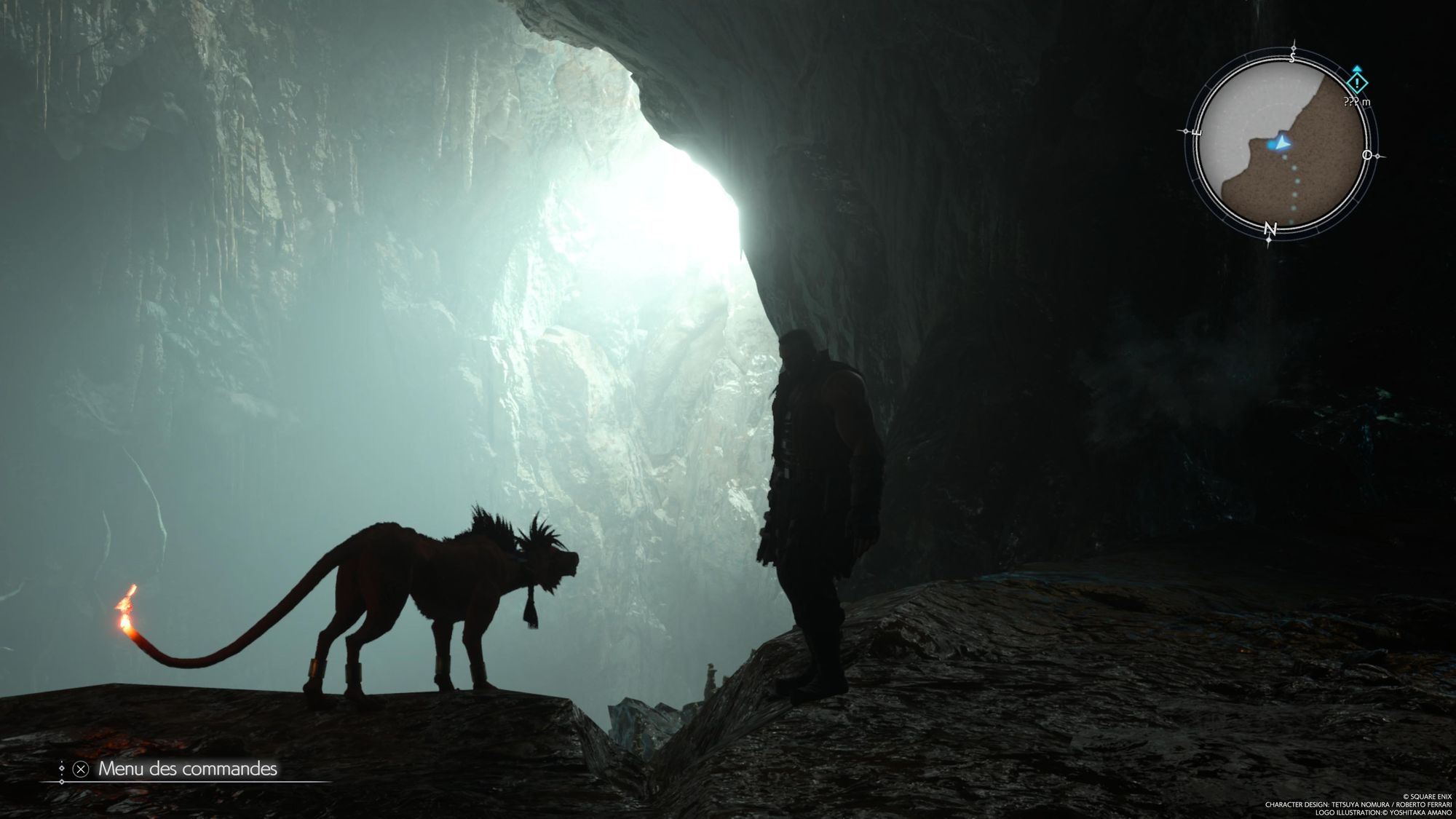 Red XIII en Barret en contrejour dans une grotte