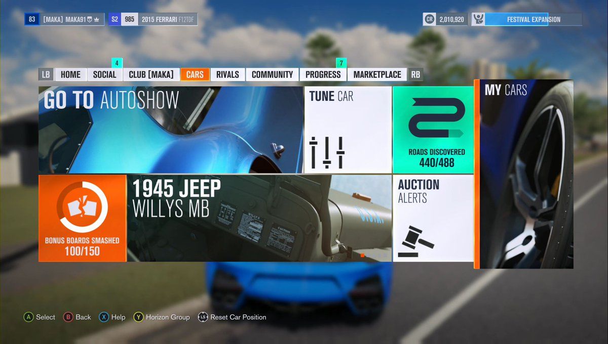 Menu de Forza farci de microtransactions