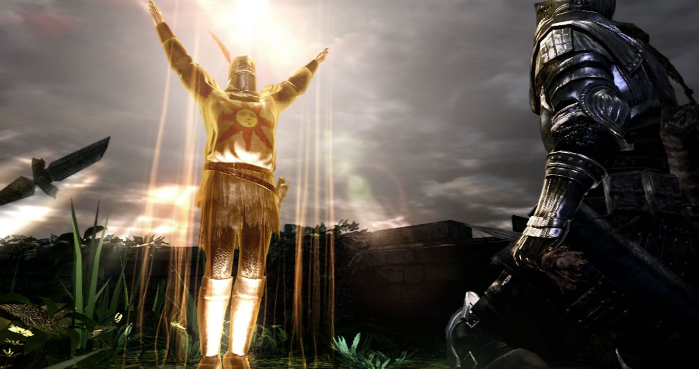 Le chevalier solaire en train de faire sa gymnastique matinale dans Dark Souls