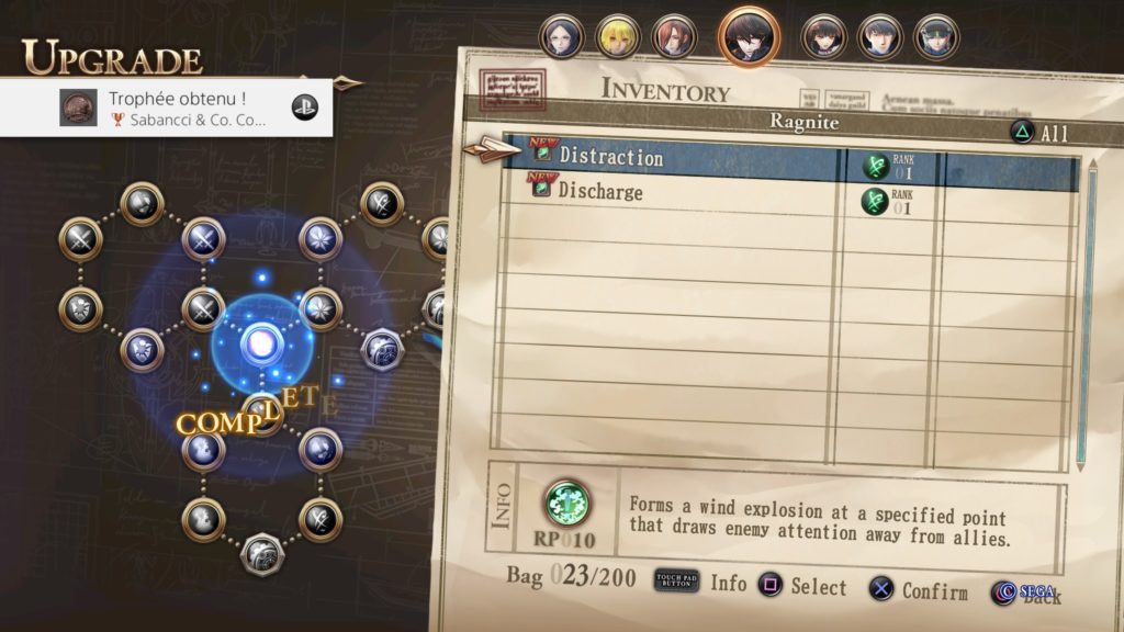 Valkyria Revolution menus