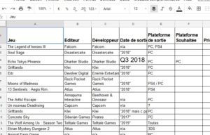 tableau date de sorties