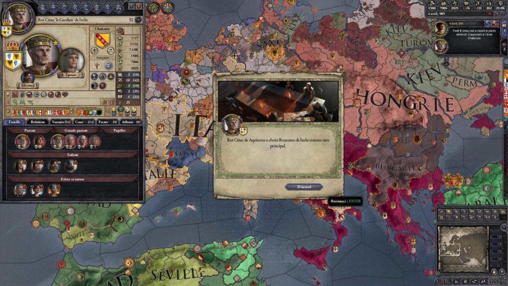 carnet de bord crusader kings 2Italie royaume