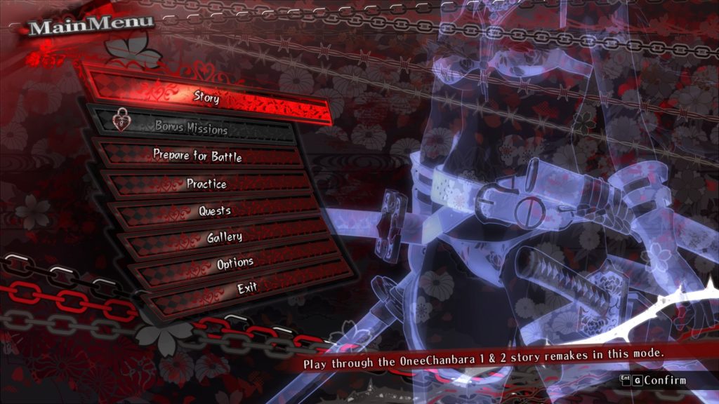 oneechanbara origin menu