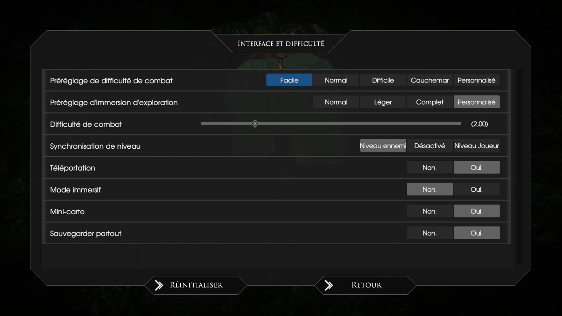 Edge of Eternity : menu d'accessibilité