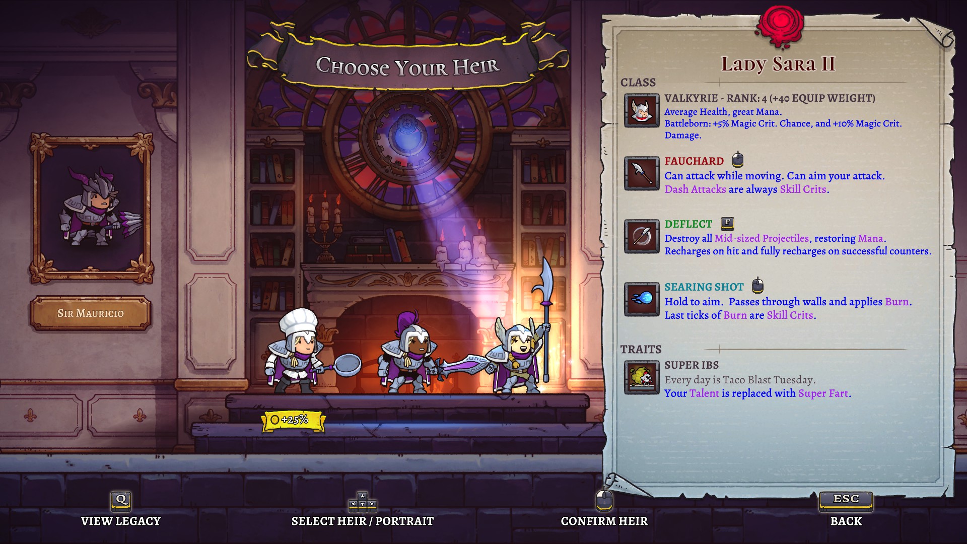 Rogue Legacy 2 : choix de descendant