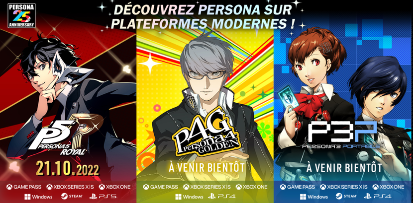 Persona 3, 4 et 5 sur PC et Xbox